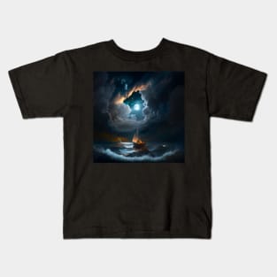 Stormy Seas Sailboat Kids T-Shirt